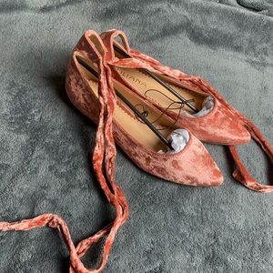 Liliana Blush Lace Up Flats